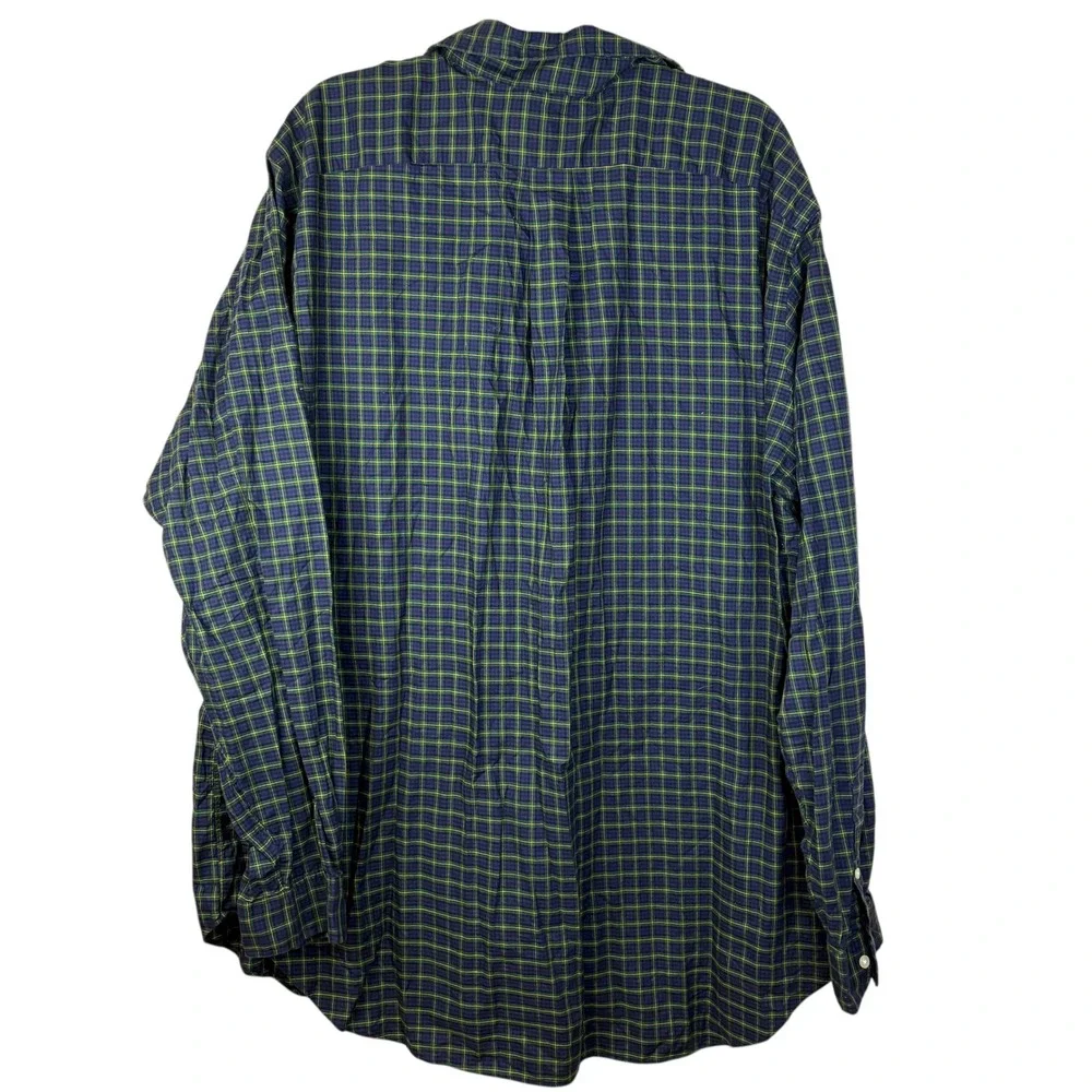 Ralph Lauren Mens 2XLT Button Down Shirt Blue Green Plaid‎ Tall Long Sleeve - Picture 5 of 8